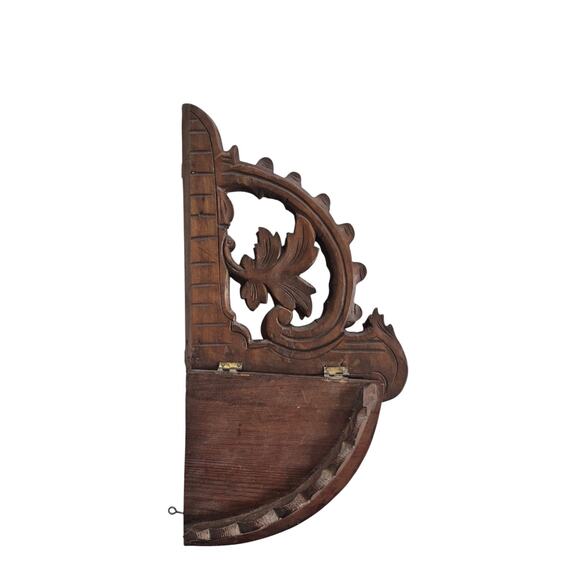 Vintage Corner Shelf Carved Wood Foldable Antique Germany Black Forest - Picture 9 of 9